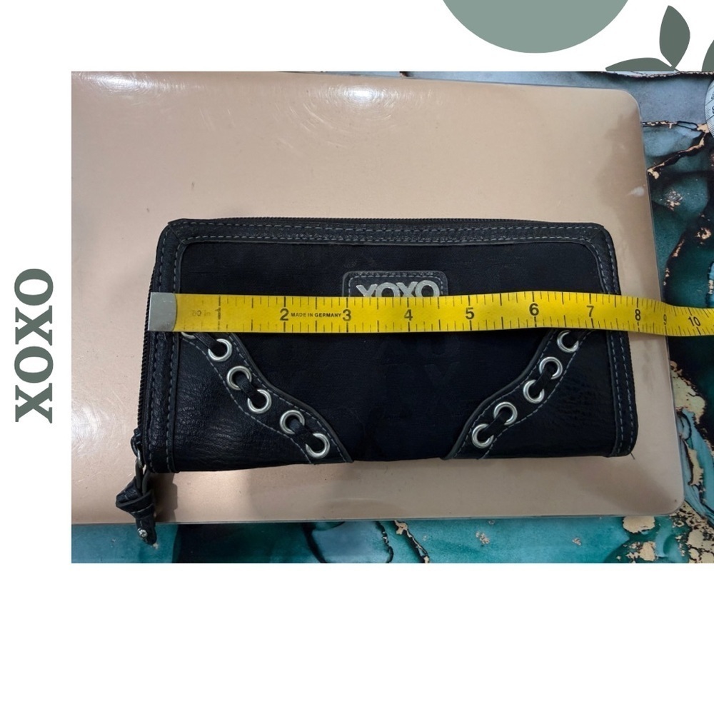 XOXO Black Zip-Around Wallet – Grommet Detail, Multi-Card Slots - Picture 4 of 5